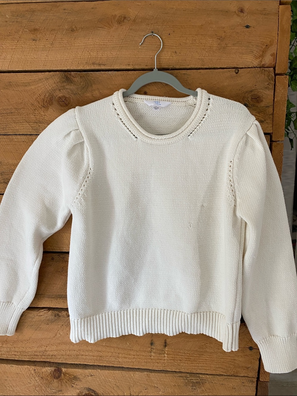 Time and Tru Cream Crewneck Knit Sweater